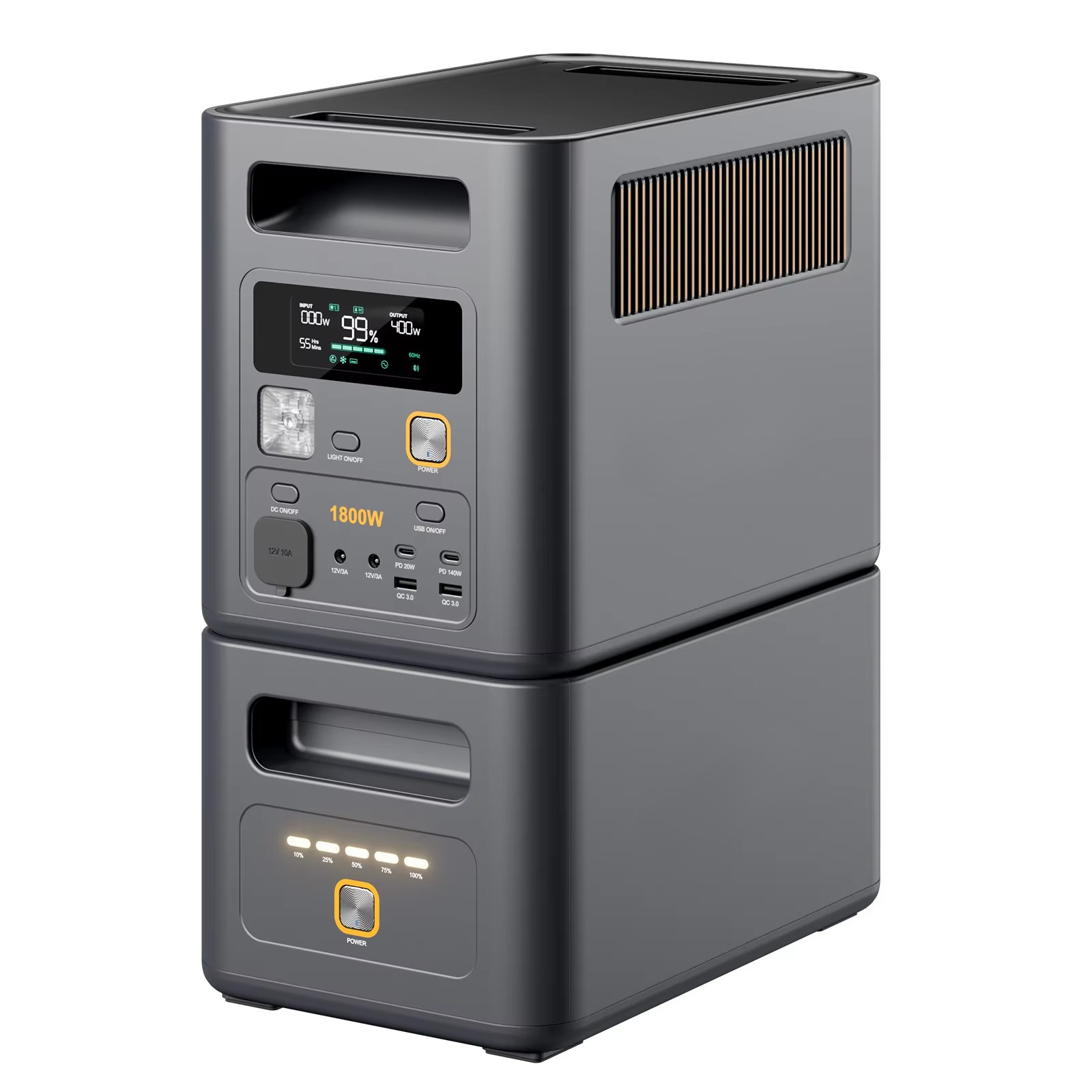 Solar Panel 200W - 新デザインの1800Wポータブル電源。200Wのソーラーパネルを搭載し、急速充電が可能。ソーラー発電システム。