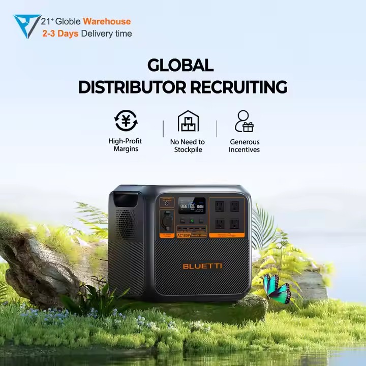 Portable Power Station - Bluett=i ポータブルソーラー発電機 AC180P 1800W ポータブル電源ステーション、再生可能エネルギーのバックアップ発電機、キャンプ用