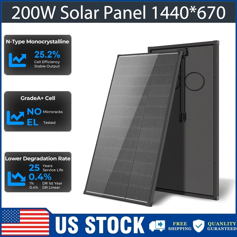 Solar Panel 200W - AeternaSol 400W/200W 太陽光パネル 18V N型単結晶 18BB