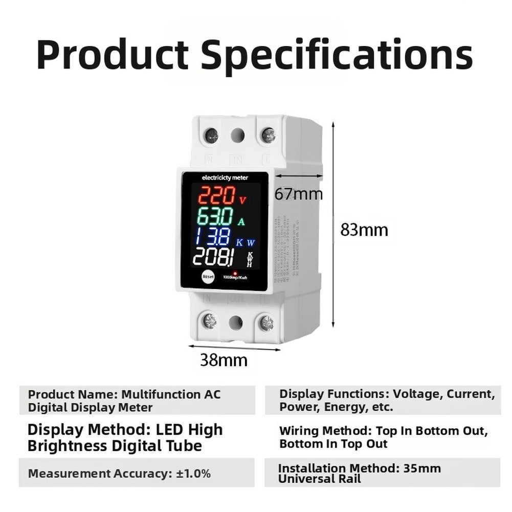 多機能デジタル表示電圧電流力率電力計 ZS-6035VAKW - Energy Monitor Meter のレビューと価格