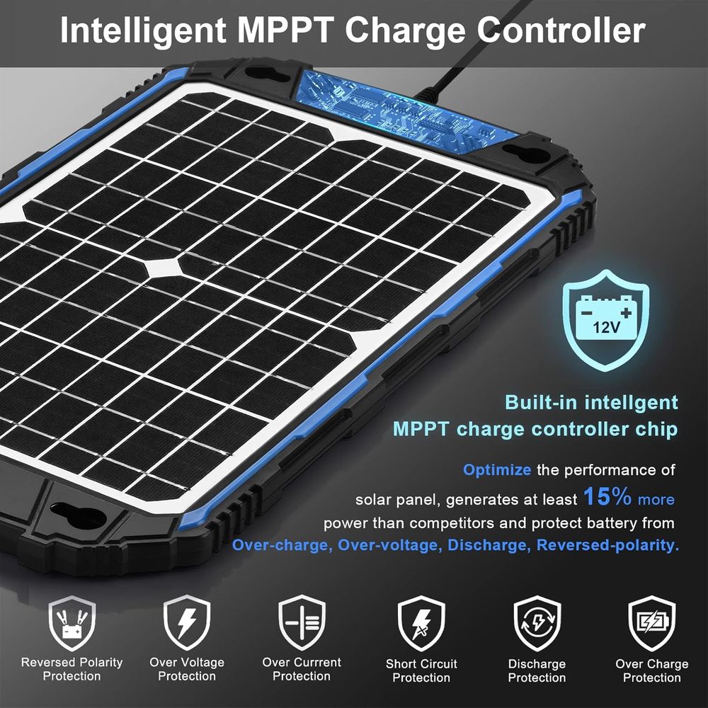 防水 12W 12V ソーラーバッテリー充電器＆メンテナー  - Solar Panel のレビューと価格