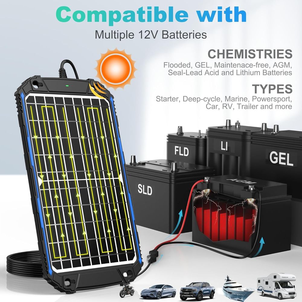 防水 12W 12V ソーラーバッテリー充電器＆メンテナー  - Solar Panel のレビューと価格