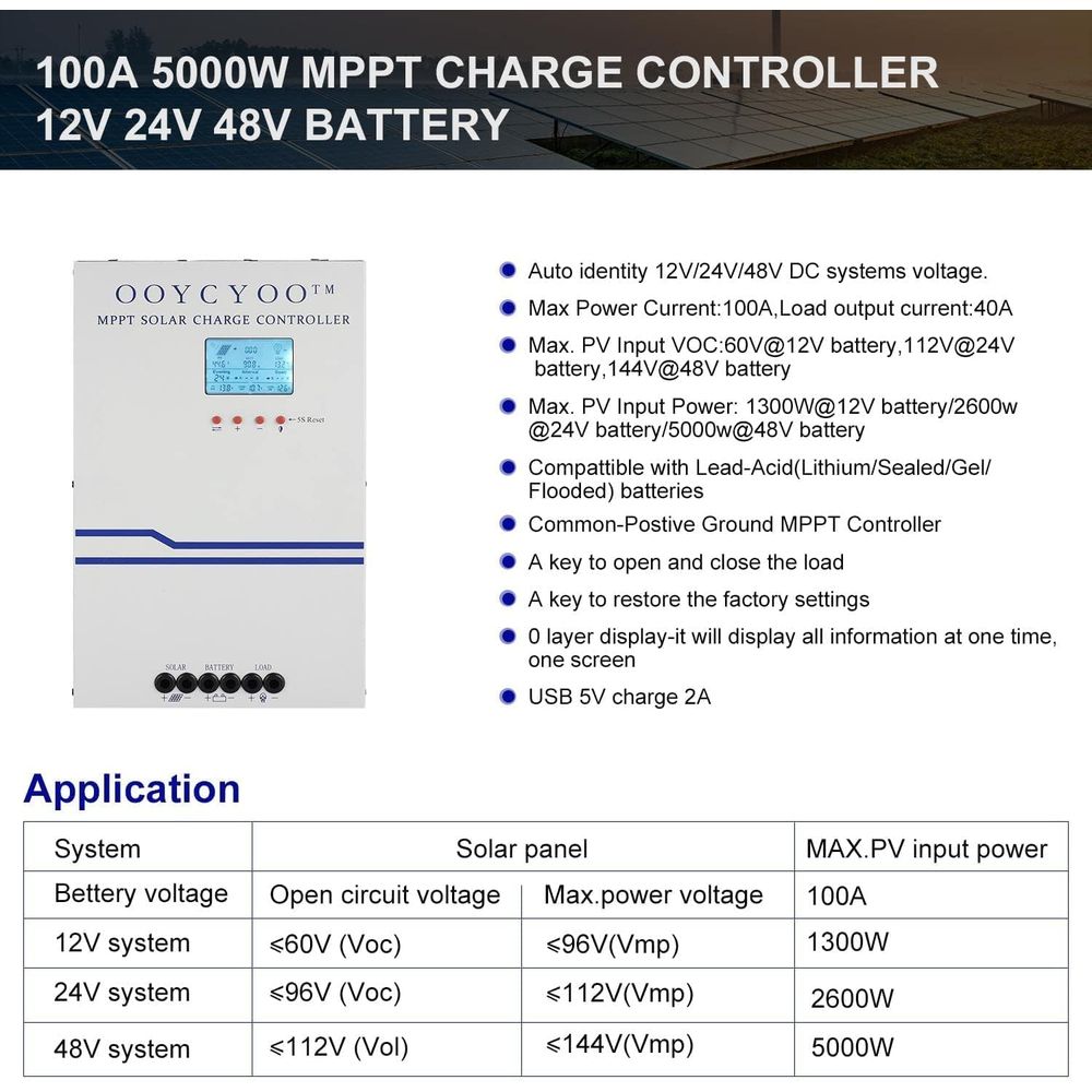 100アンペアMPPTソーラー充電コントローラー24V 12 - Solar Panel のレビューと価格